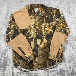 Columbia Timberwolf Camo Long Sleeve Button Up Shirt Men's Size L Shooting
